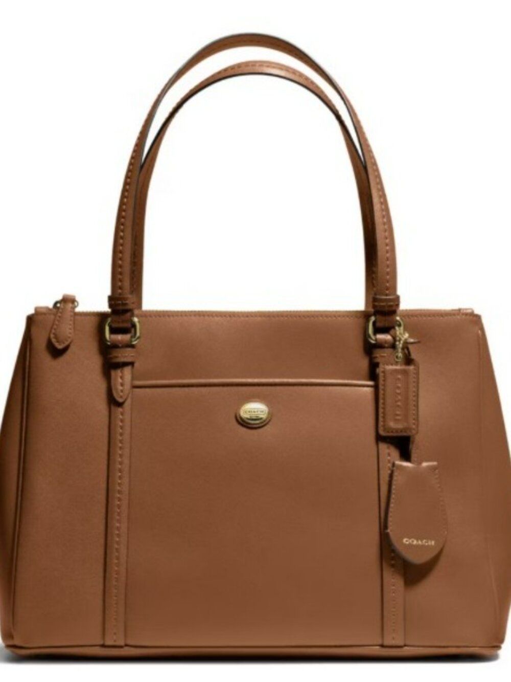 🤎 Coach Peyton Leather Jordan Double Zip Carryall Tote F25669 🤎